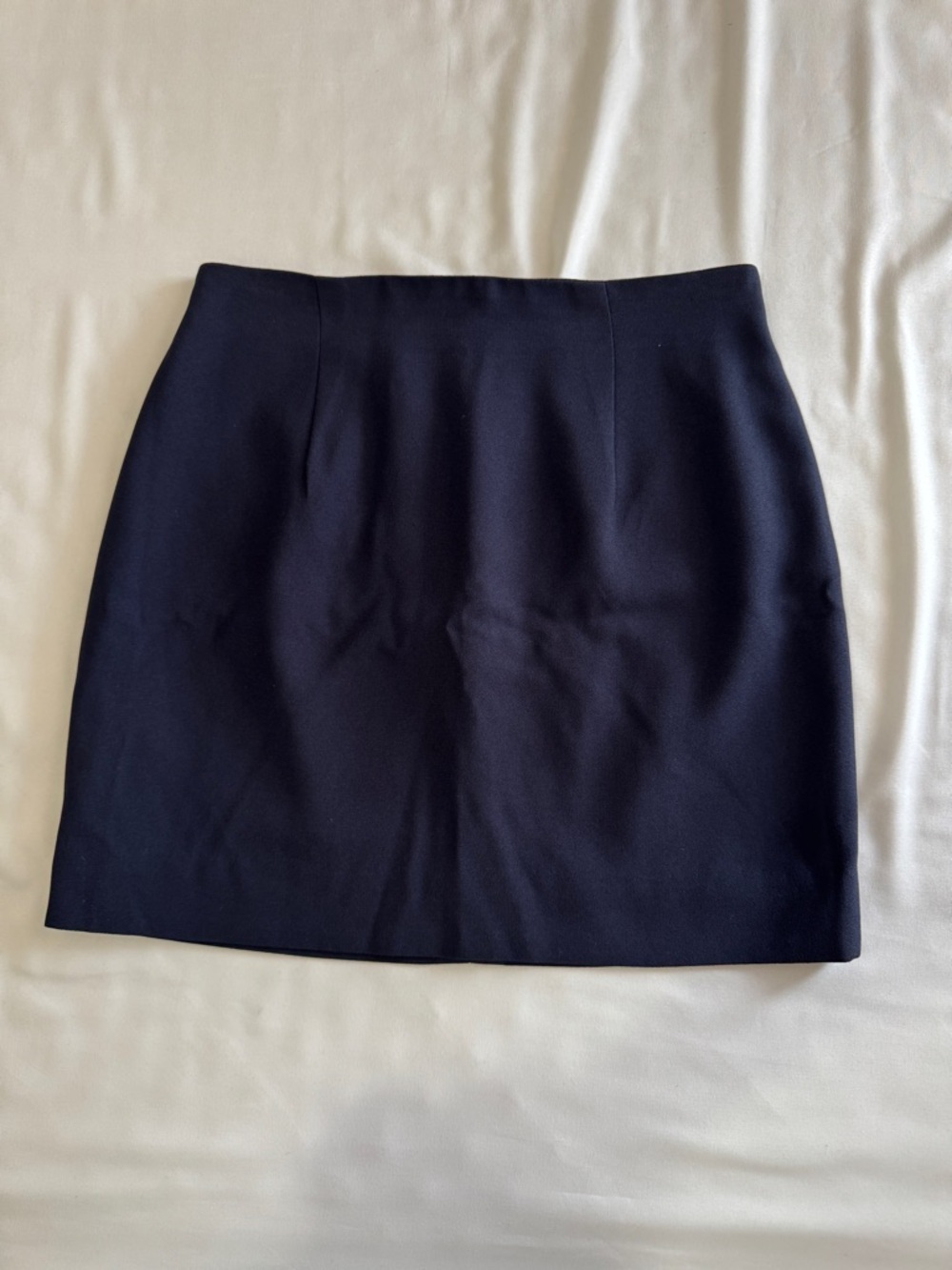 Classic Navy Mini Skirt with burgundy lining - Sleek Professional Style